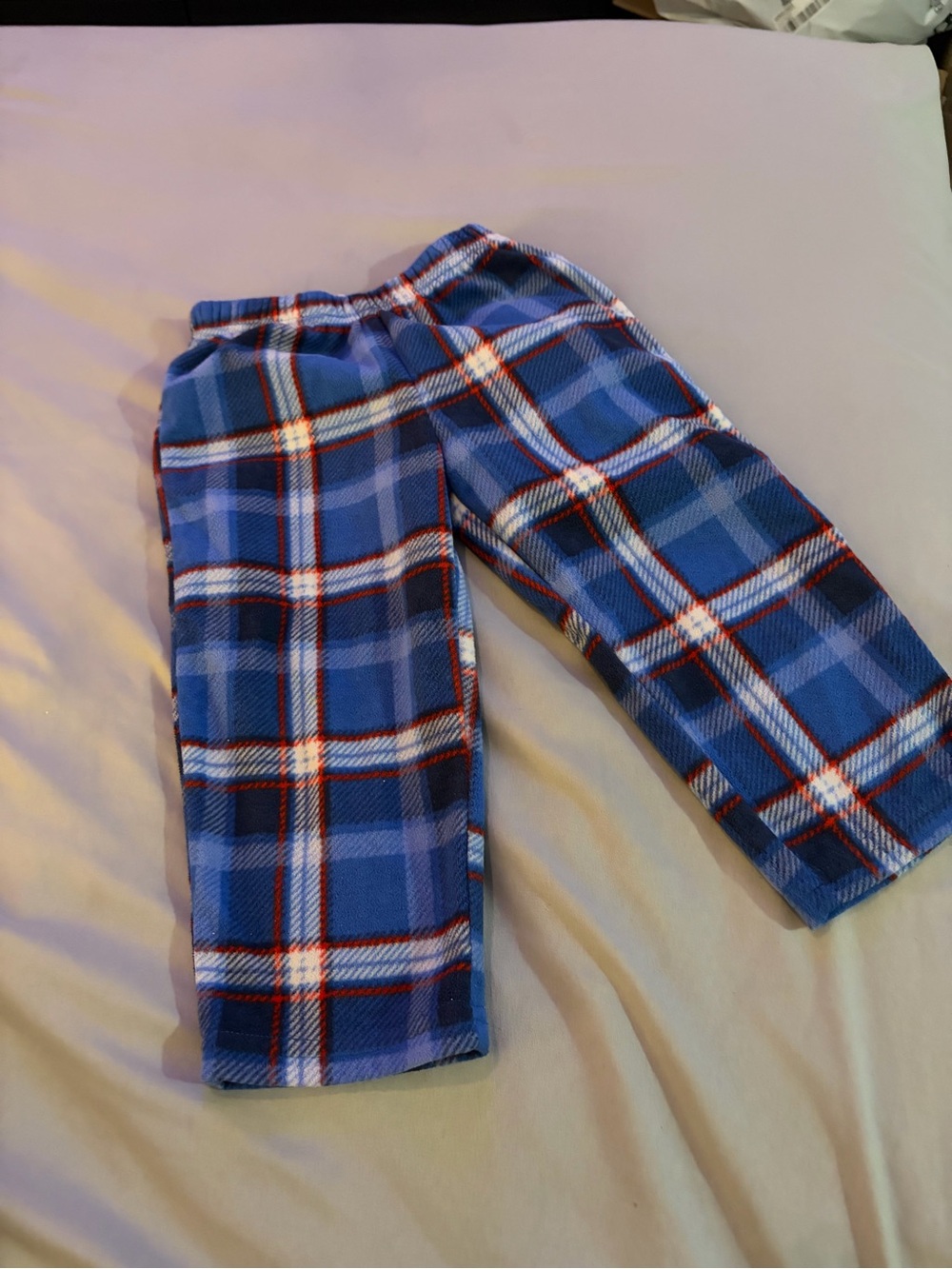 Carter's Blue Plaid Fleece Pajama Bottoms with Red and White Accents